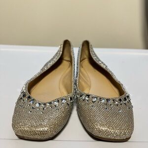 BCBGeneration Silver Embellished Flats